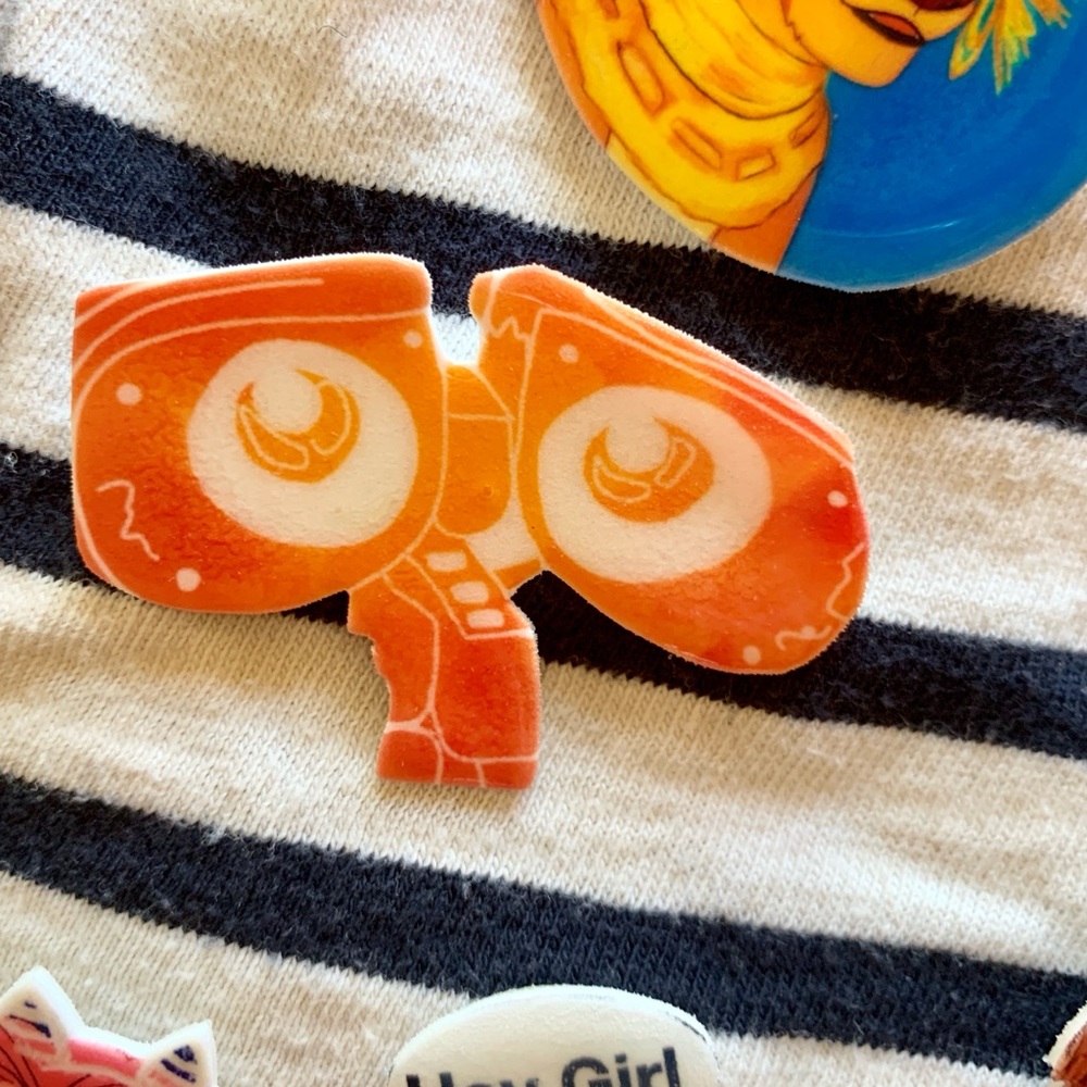 2 pins for $7 Orange watercolor Wall-E pin